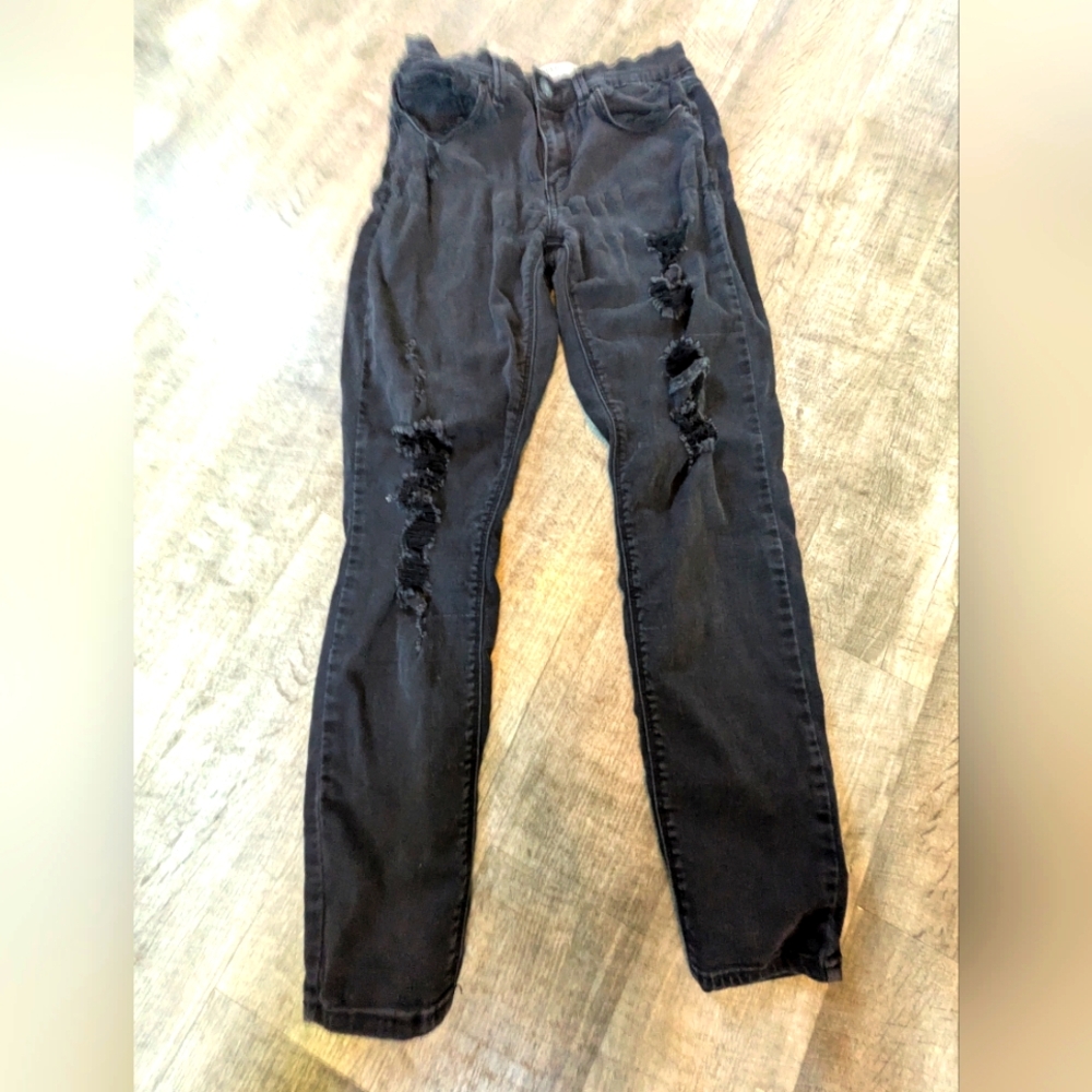 Juniors Mudd Flxstretch Lowrise Vintage Slim Distressed Grunge Black Jeans Sz.9